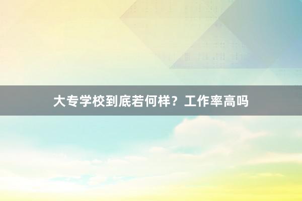 大专学校到底若何样？工作率高吗